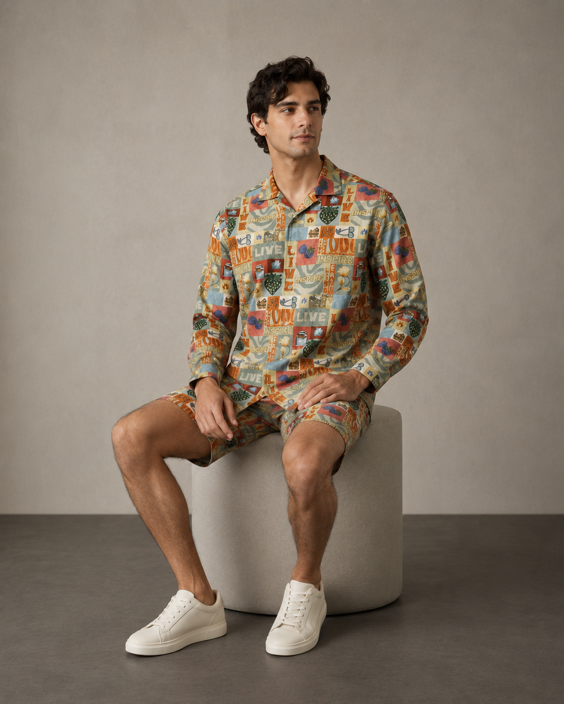 Men’s Vintage Live Graphic Cord Set | Shirt & Shorts Co-ord