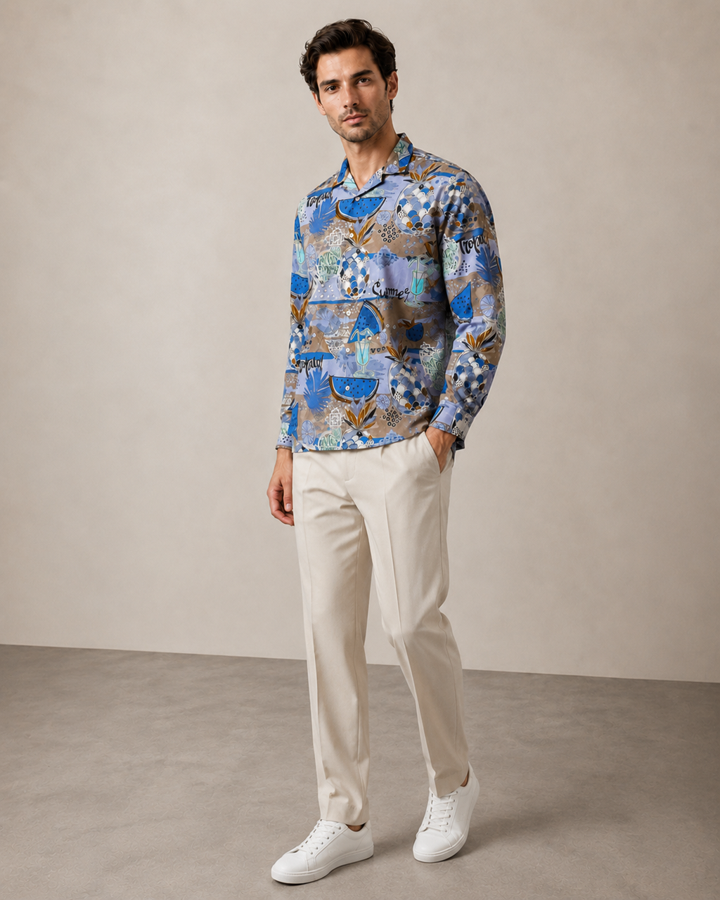 Men’s Summer Cocktail Printed Cord Set | Shirt & Shorts Co-ord
