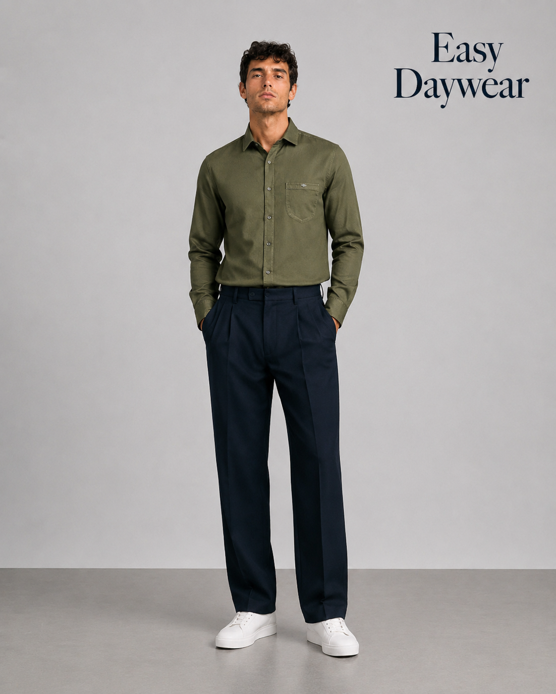 Olive Solid Cotton Shirt