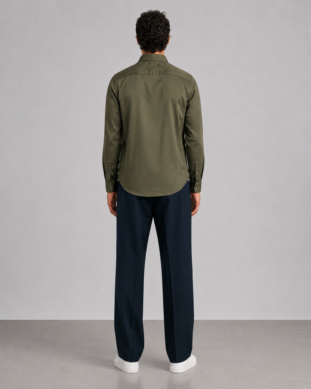 Olive Solid Cotton Shirt