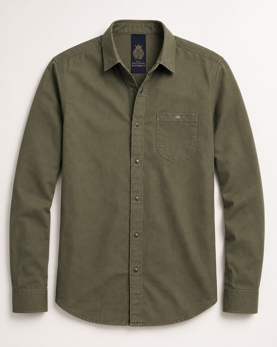 Olive Solid Cotton Shirt