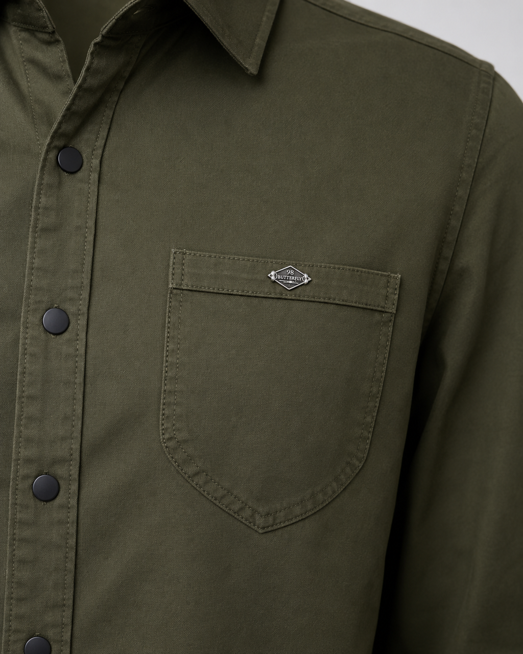 Olive Solid Cotton Shirt