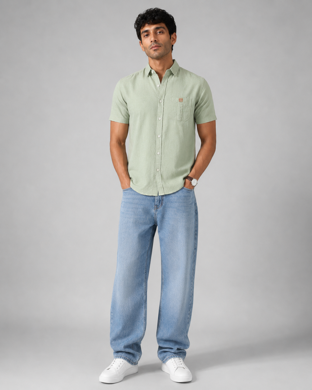 Mint Solid Cotton Shirt