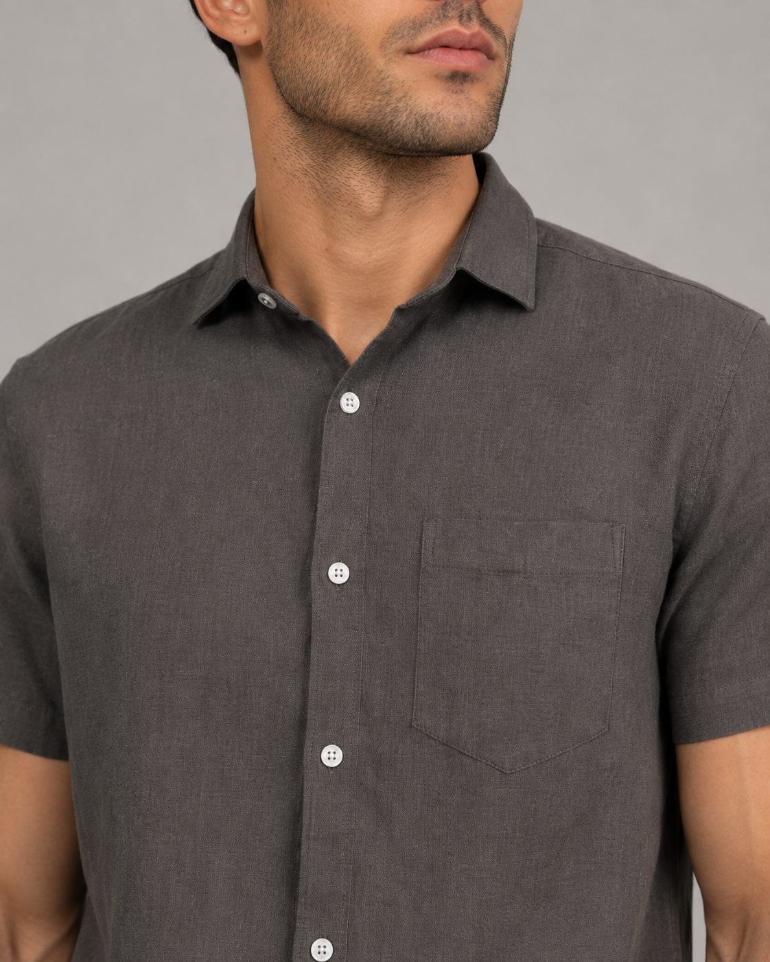 Pure Linen Shirt in Earthy Olive Brown