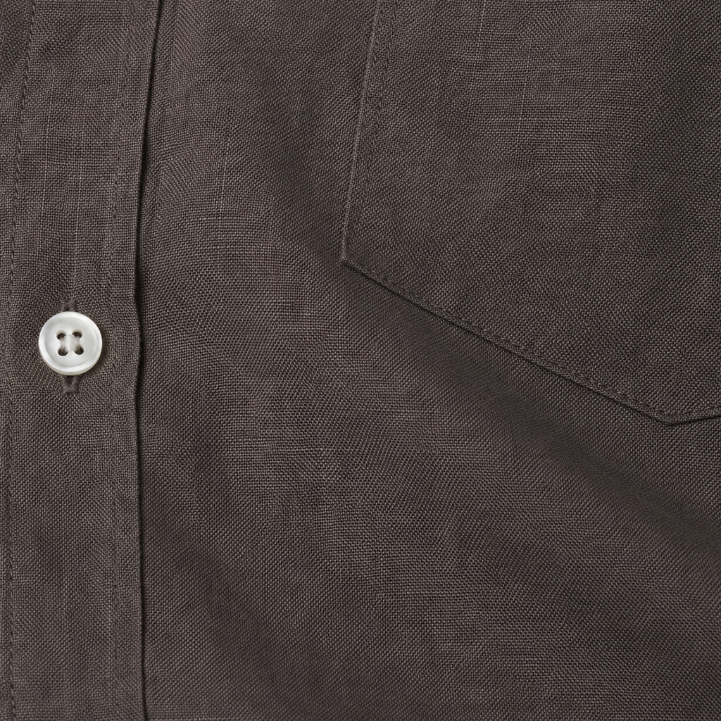 Pure Linen Shirt in Earthy Olive Brown