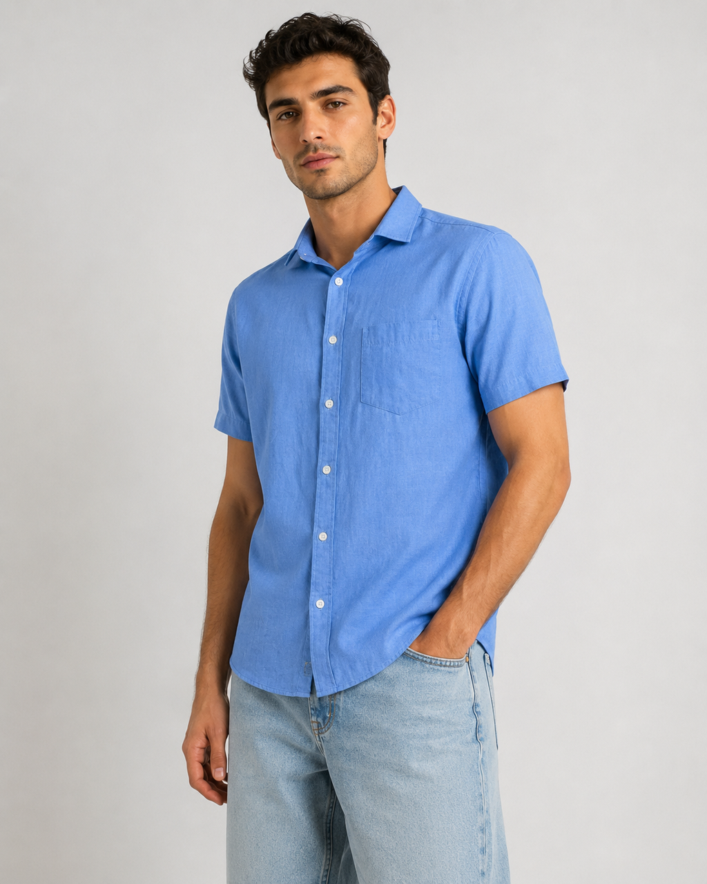 Pure Linen Shirt – Powder Blue
