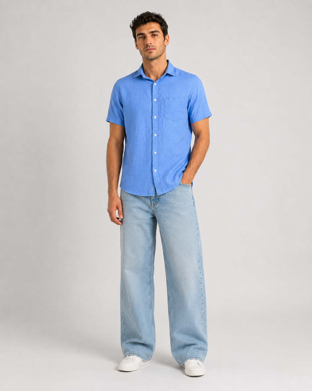 Pure Linen Shirt – Powder Blue