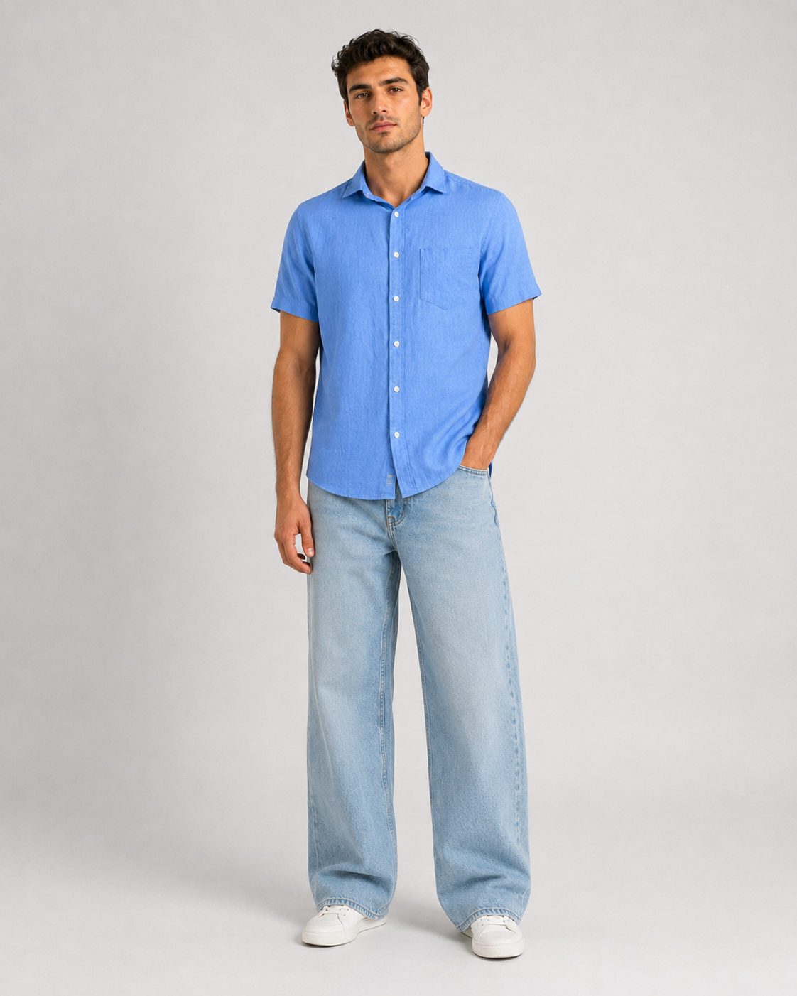 Pure Linen Shirt – Powder Blue