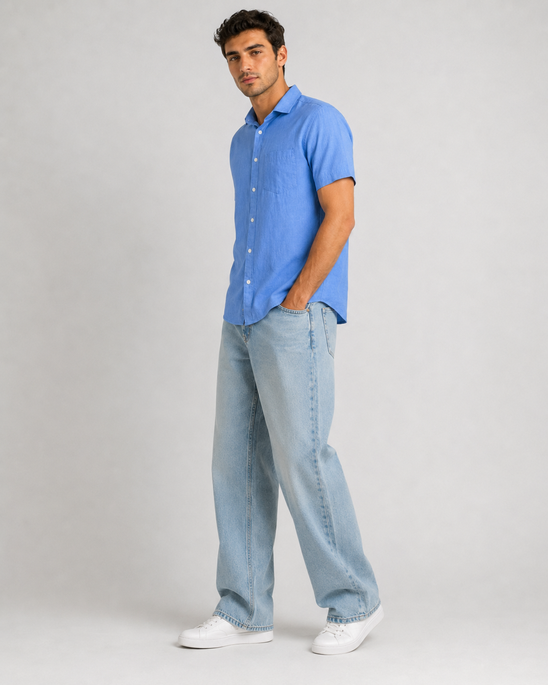 Pure Linen Shirt – Powder Blue