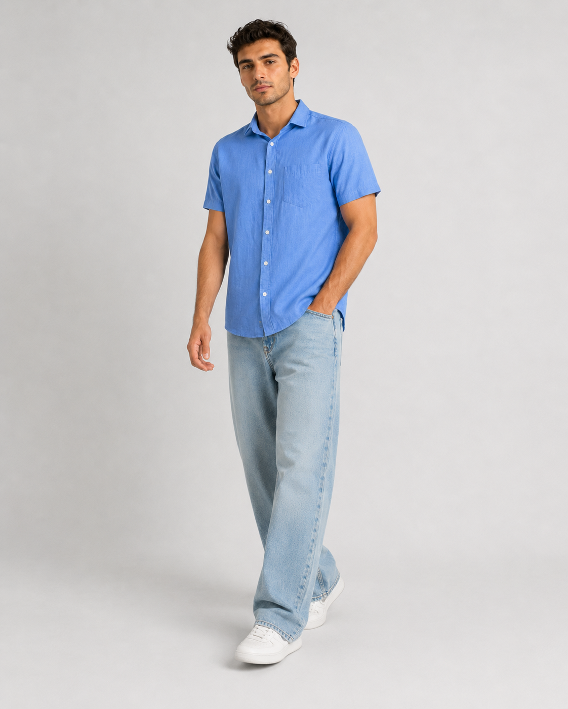 Pure Linen Shirt – Powder Blue