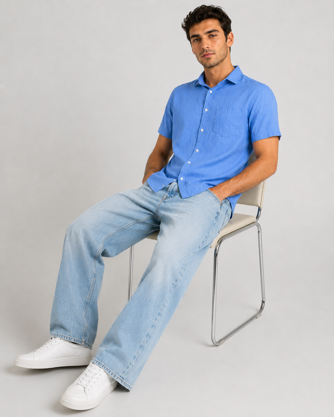 Pure Linen Shirt – Powder Blue