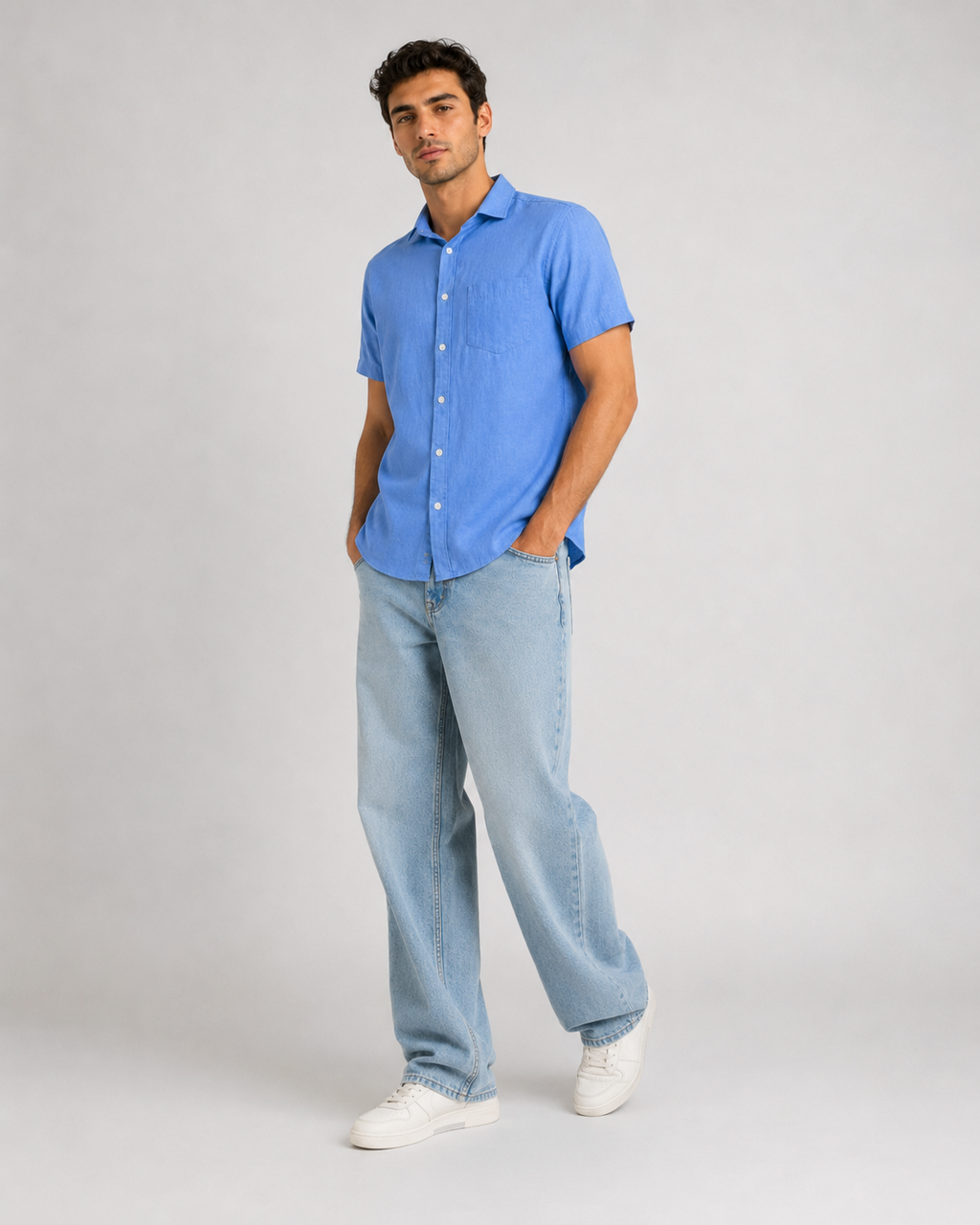 Pure Linen Shirt – Powder Blue