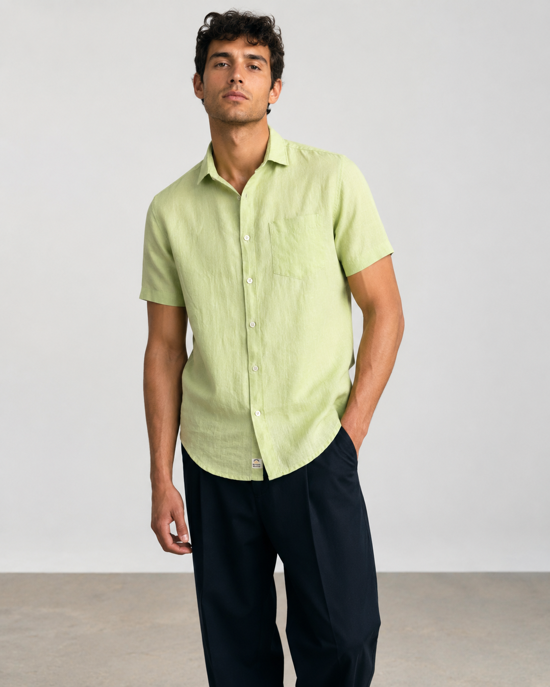 Pure Linen Shirt – Khaki Green