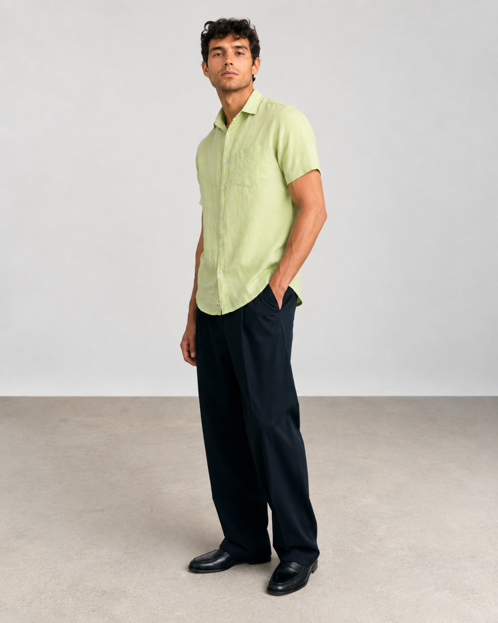 Pure Linen Shirt – Khaki Green