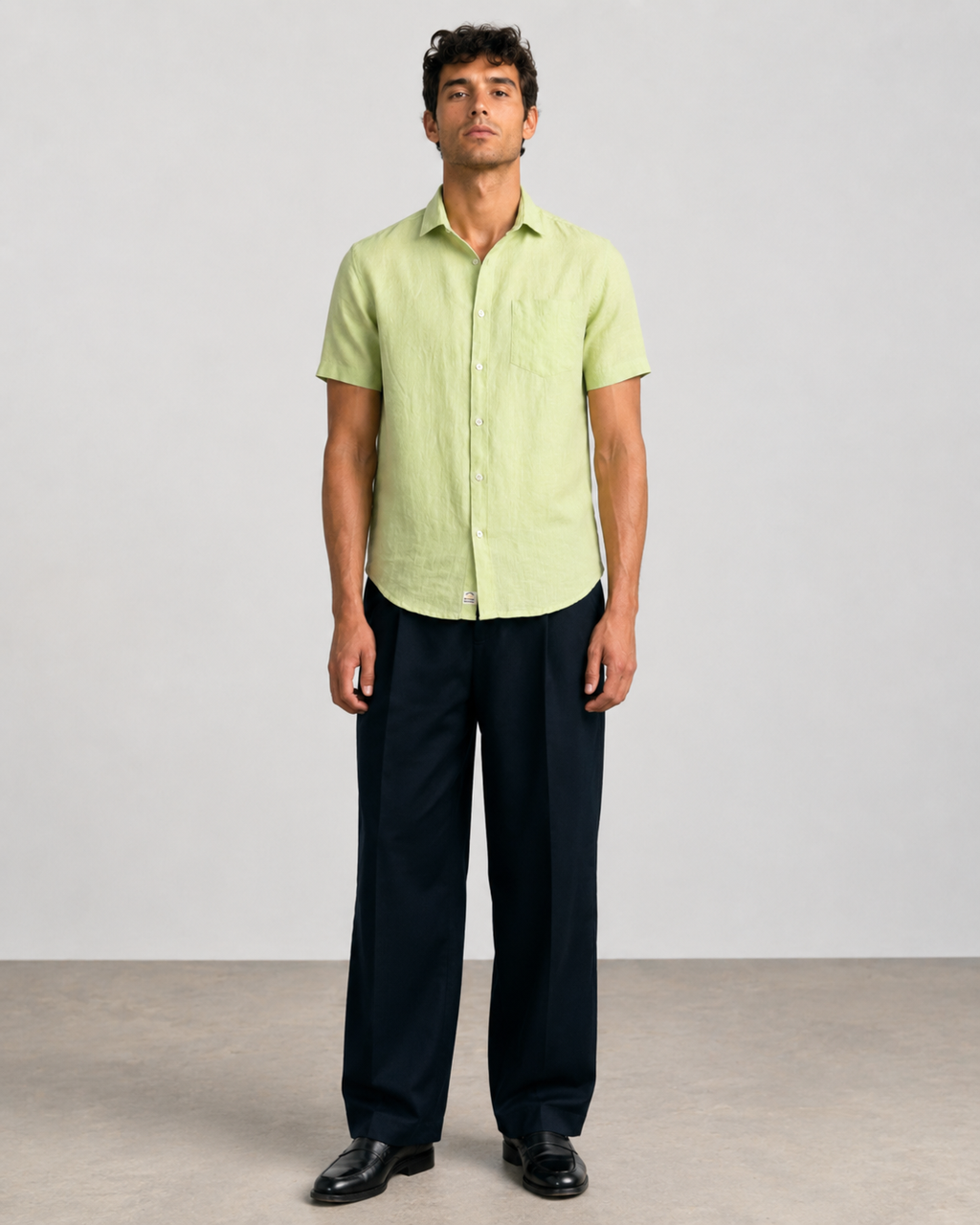 Pure Linen Shirt – Khaki Green
