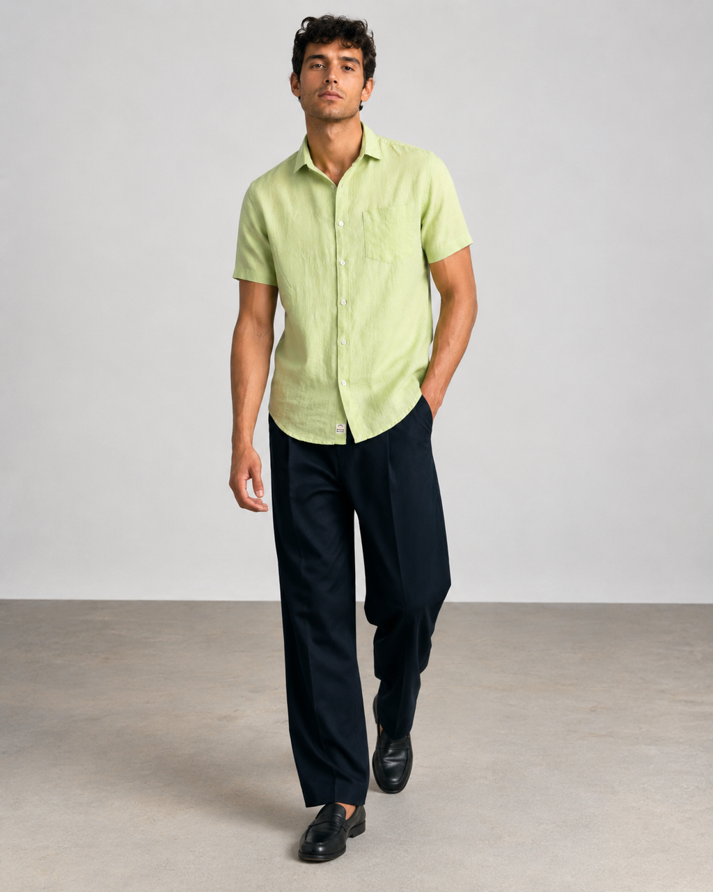 Pure Linen Shirt – Khaki Green