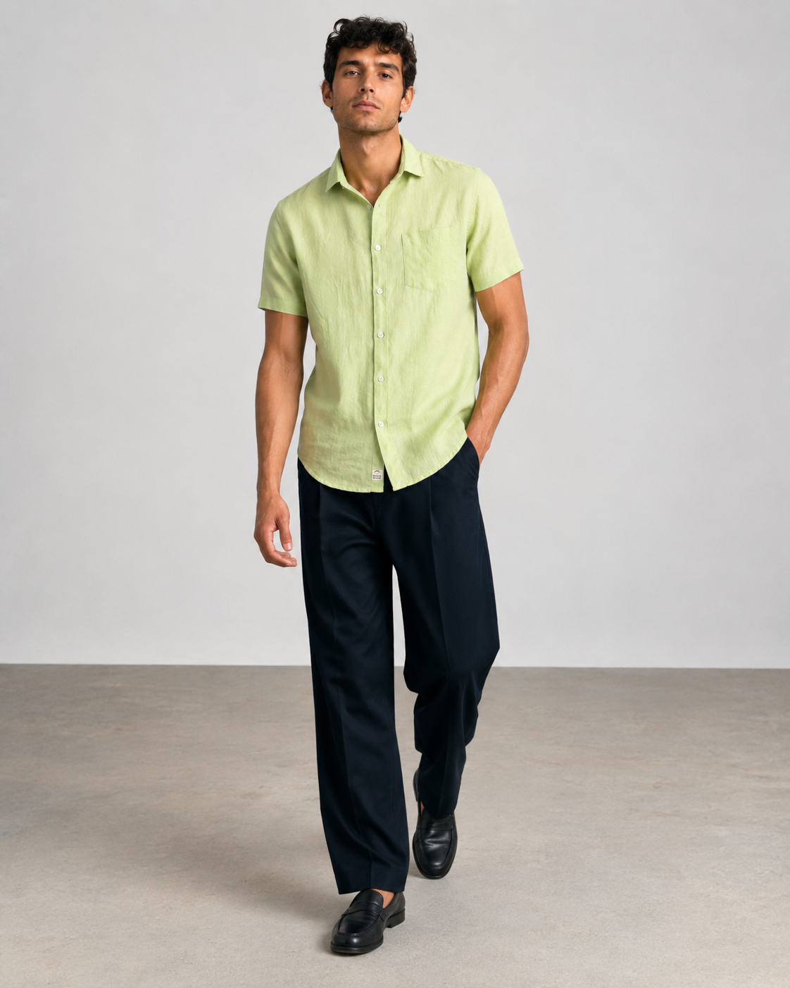 Pure Linen Shirt – Khaki Green