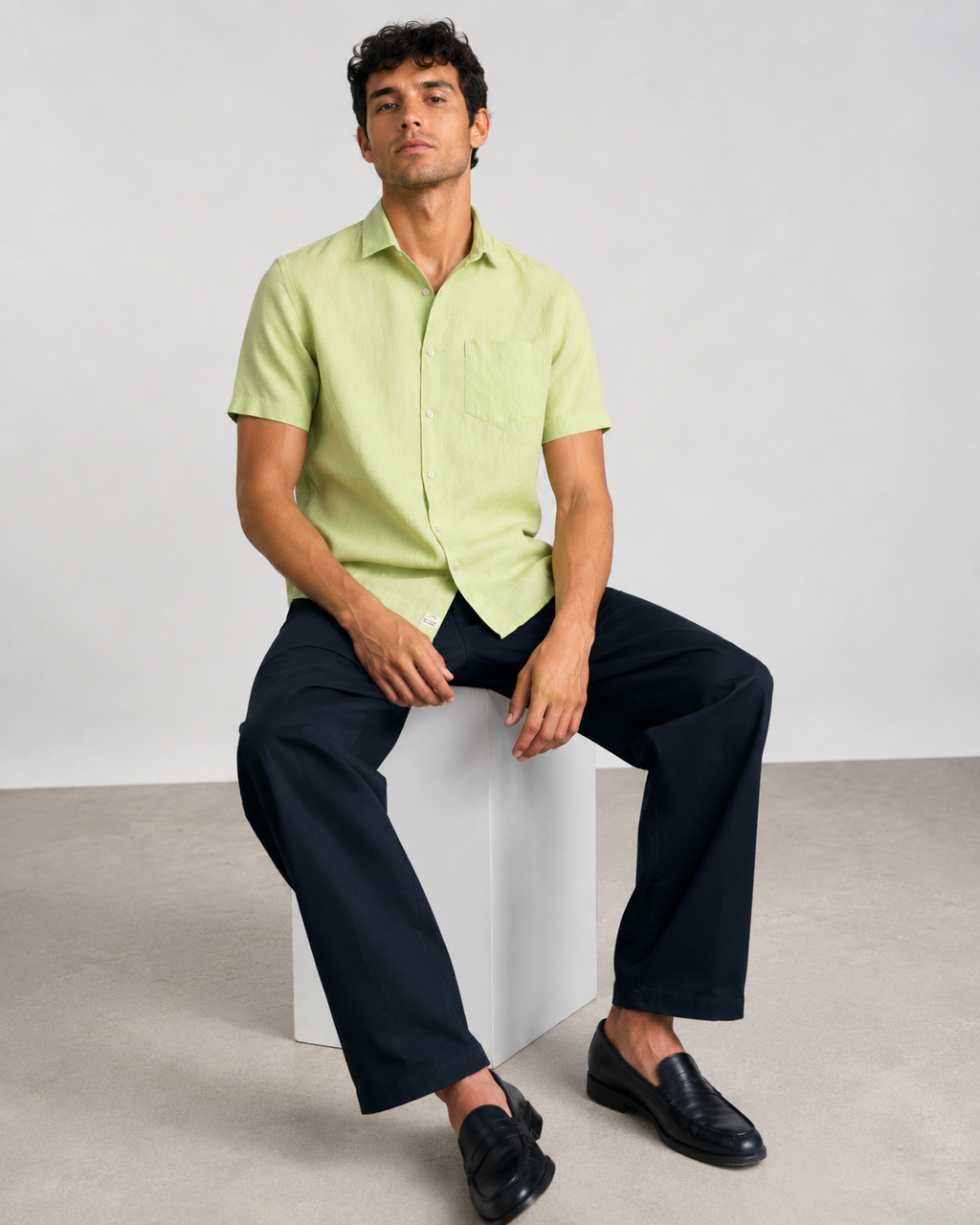 Pure Linen Shirt – Khaki Green