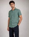Pure Linen Shirt – Forest Green