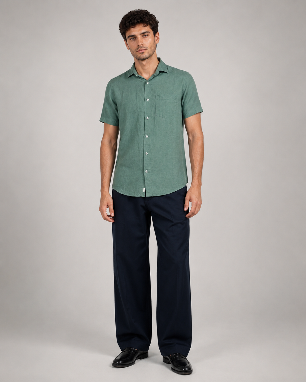 Pure Linen Shirt – Forest Green