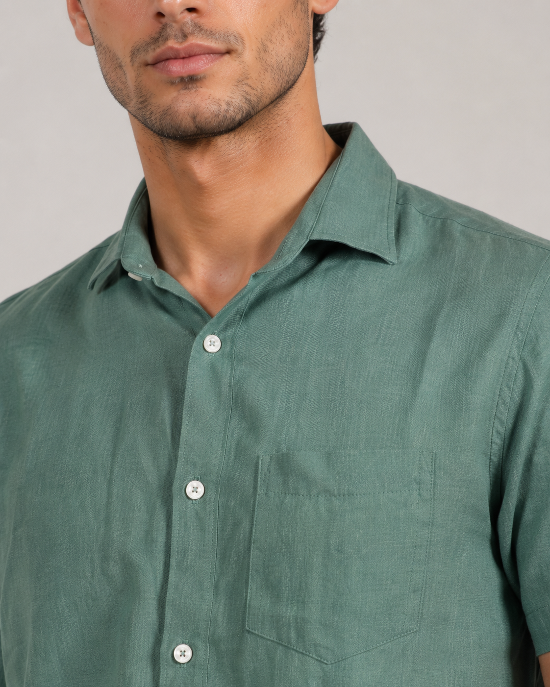 Pure Linen Shirt – Forest Green