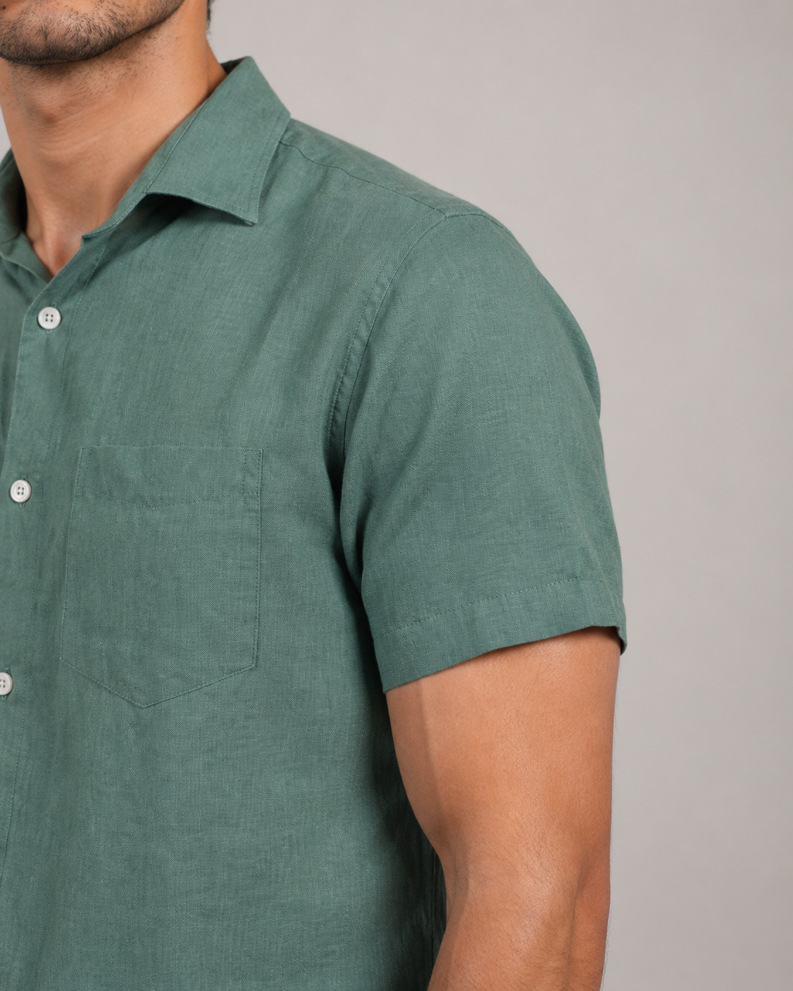 Pure Linen Shirt – Forest Green