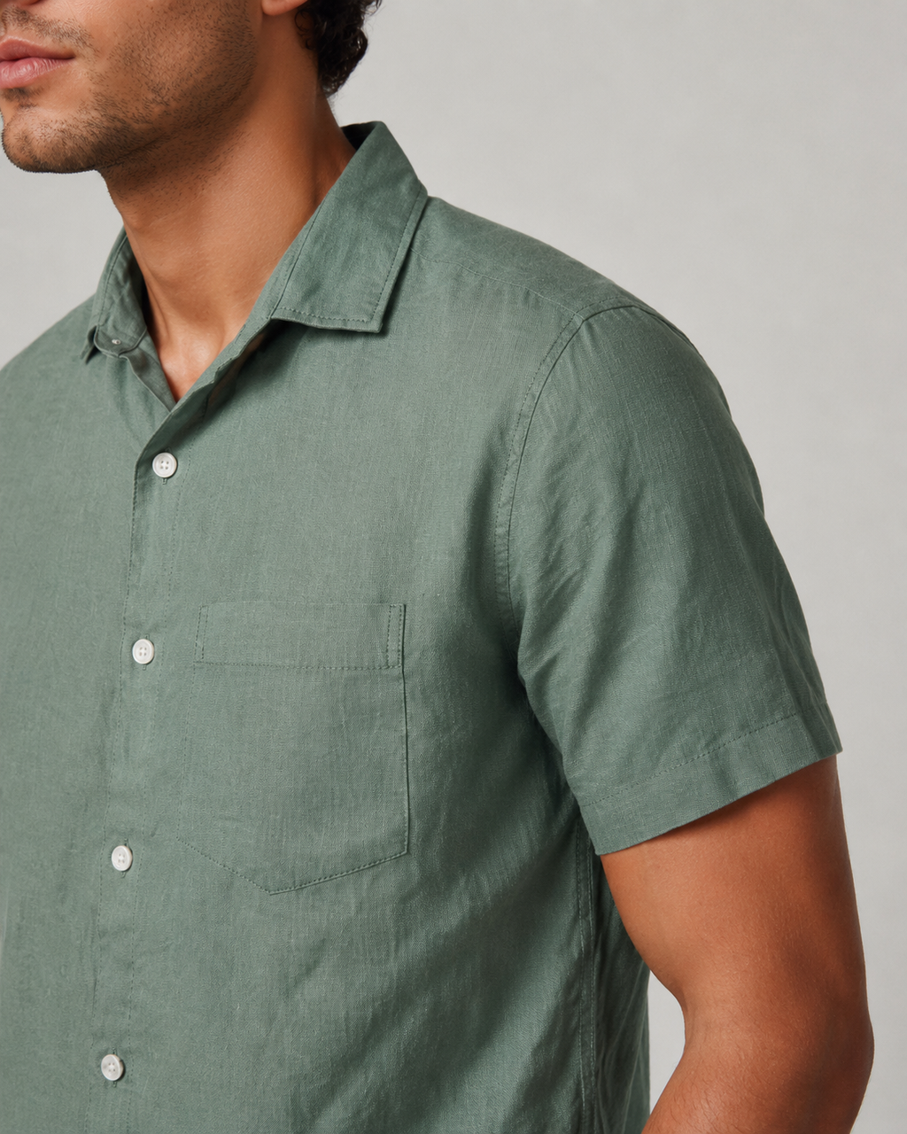 Pure Linen Shirt – Sage Green