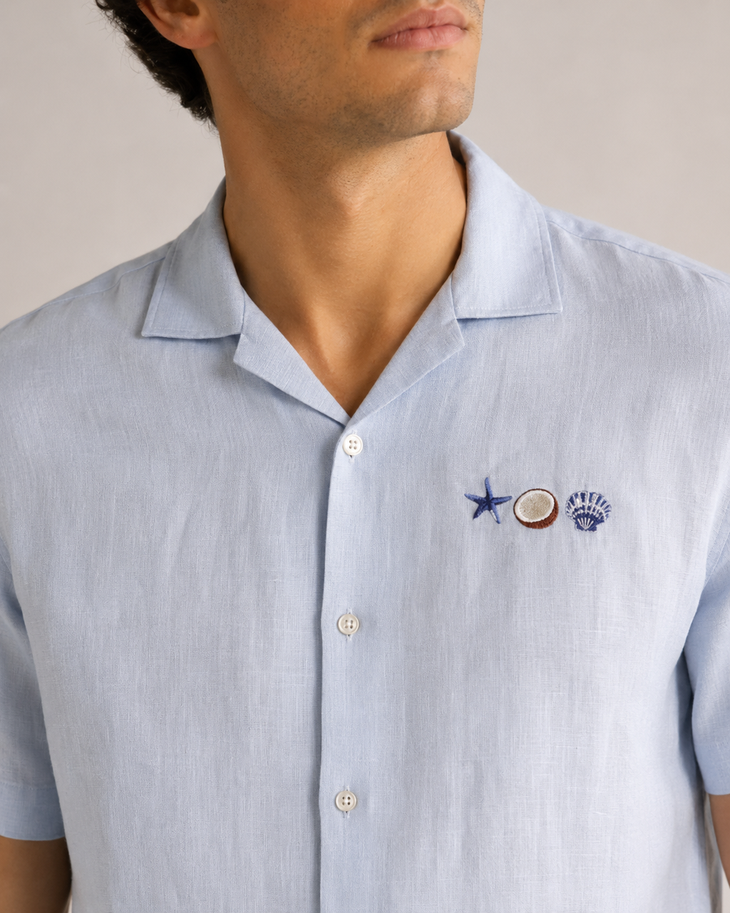Men’s Powder Blue Linen PJ Set | 60 Lea Pure Linen Shirt & Pyjama Co-ord | Premium Summer Loungewear