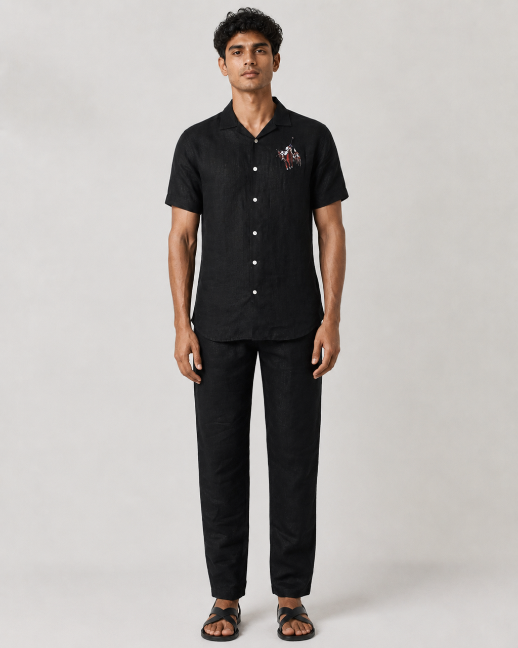 Men’s Black Linen PJ Set | 60 Lea Pure Linen Shirt & Pyjama Co-ord | Premium Lounge Wear