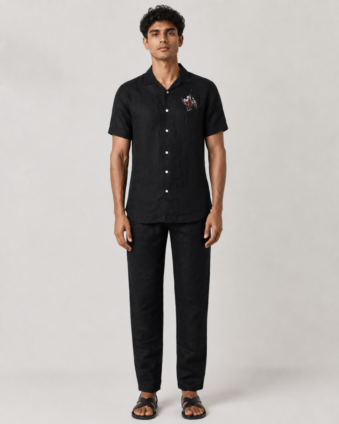 Men’s Black Linen PJ Set | 60 Lea Pure Linen Shirt & Pyjama Co-ord | Premium Lounge Wear