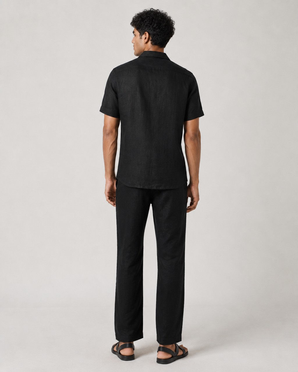 Men’s Black Linen PJ Set | 60 Lea Pure Linen Shirt & Pyjama Co-ord | Premium Lounge Wear