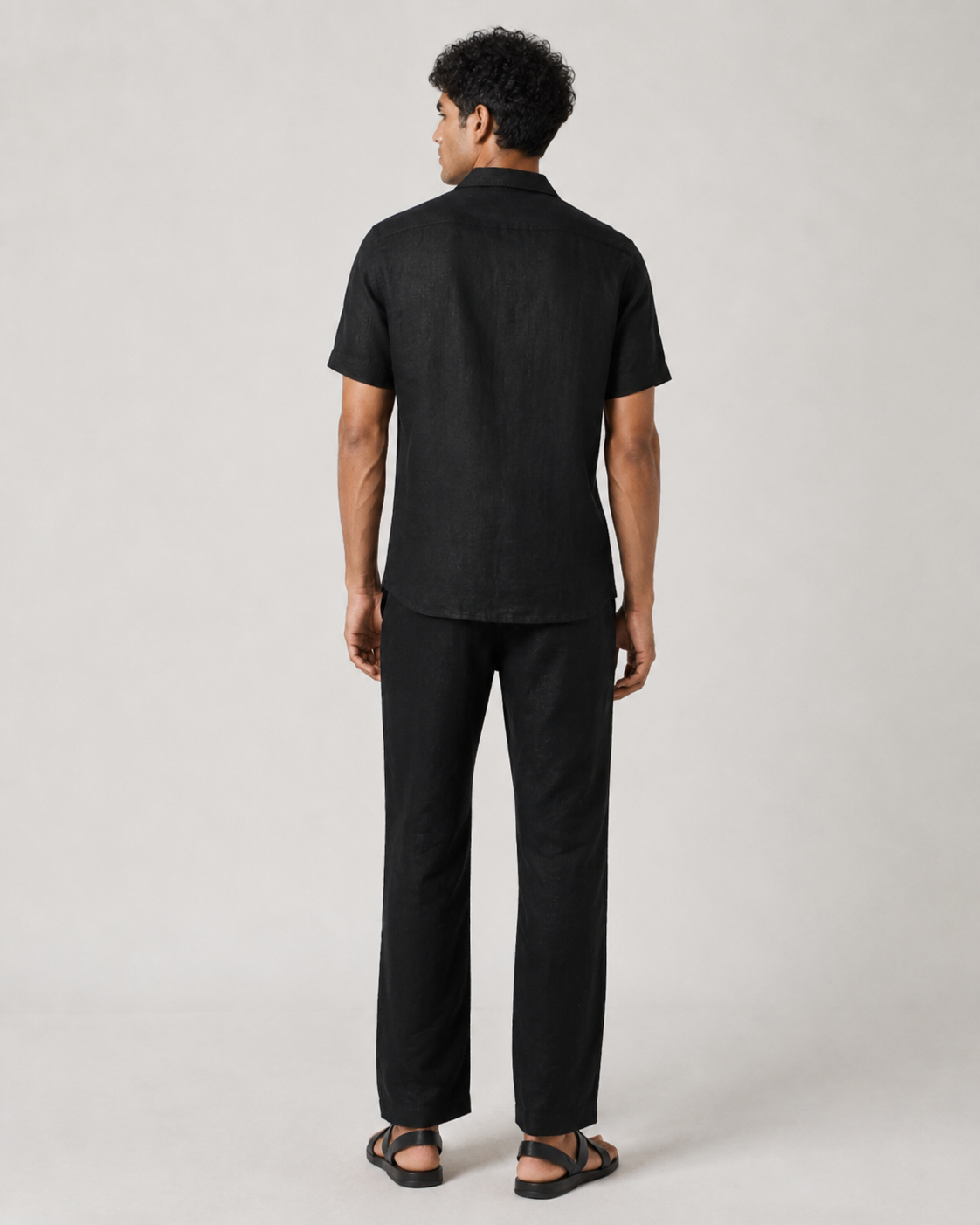 Men’s Black Linen PJ Set | 60 Lea Pure Linen Shirt & Pyjama Co-ord | Premium Lounge Wear