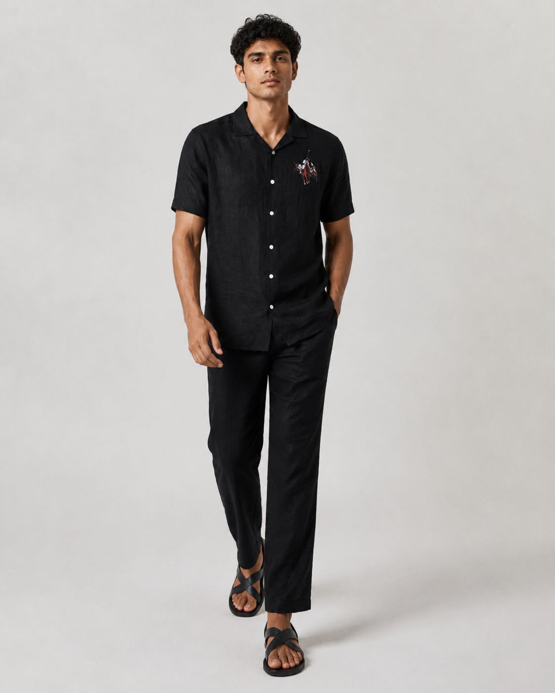 Men’s Black Linen PJ Set | 60 Lea Pure Linen Shirt & Pyjama Co-ord | Premium Lounge Wear