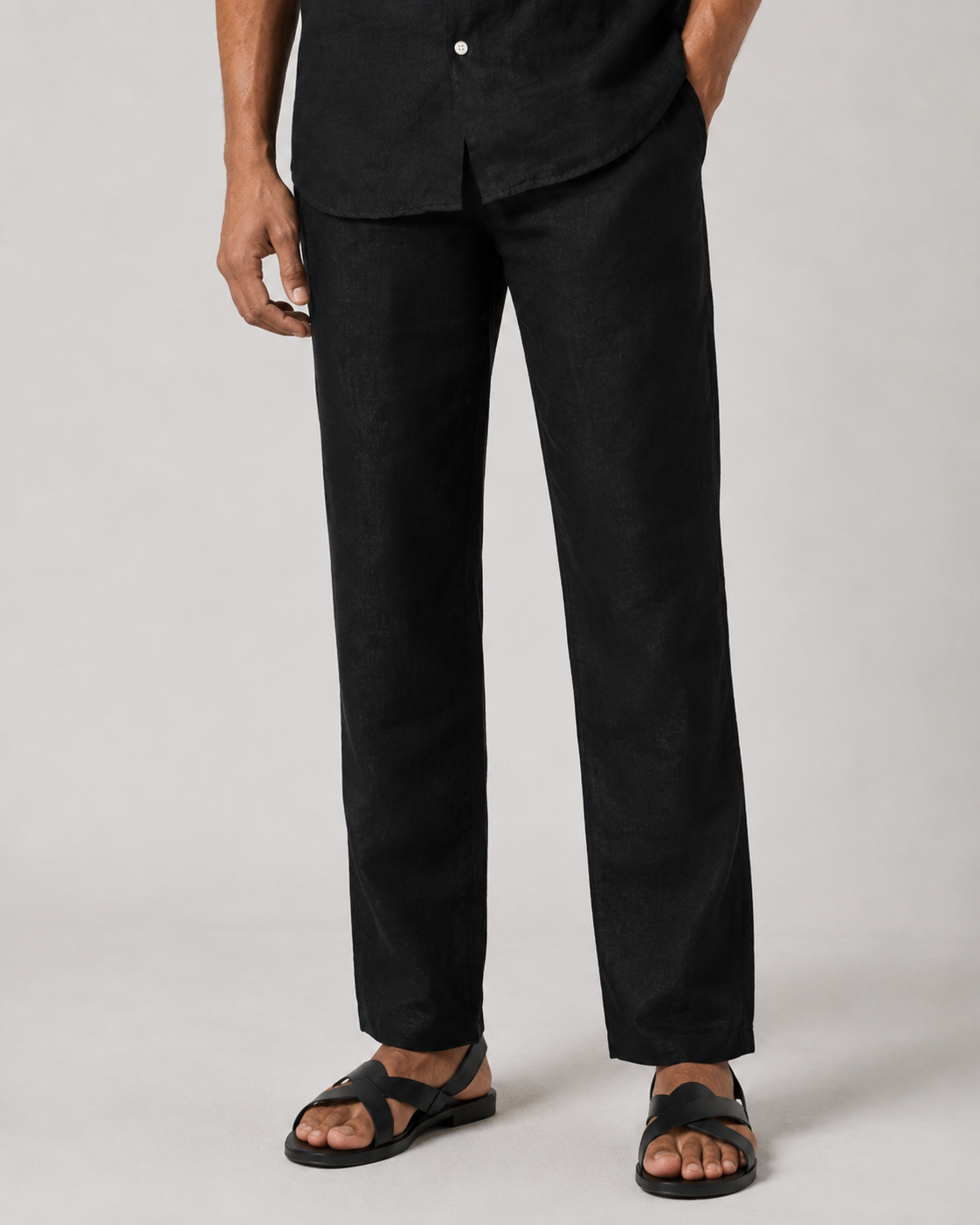 Men’s Black Linen PJ Set | 60 Lea Pure Linen Shirt & Pyjama Co-ord | Premium Lounge Wear