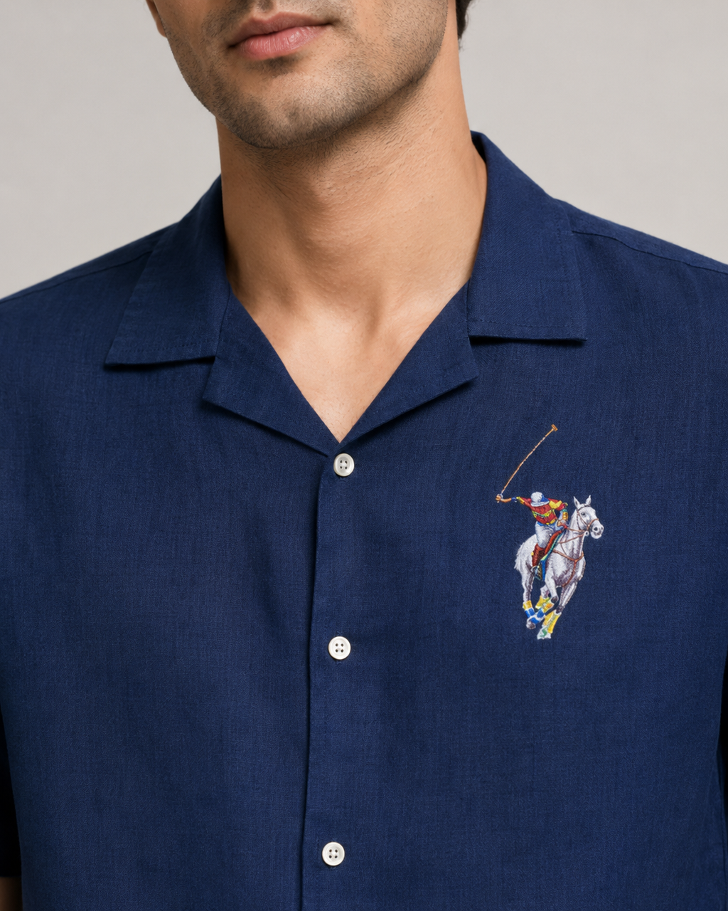 Men’s Navy Linen PJ Cord Set | 60 Lea Pure Linen Shirt & Pyjama Set | Luxury Evening Loungewear