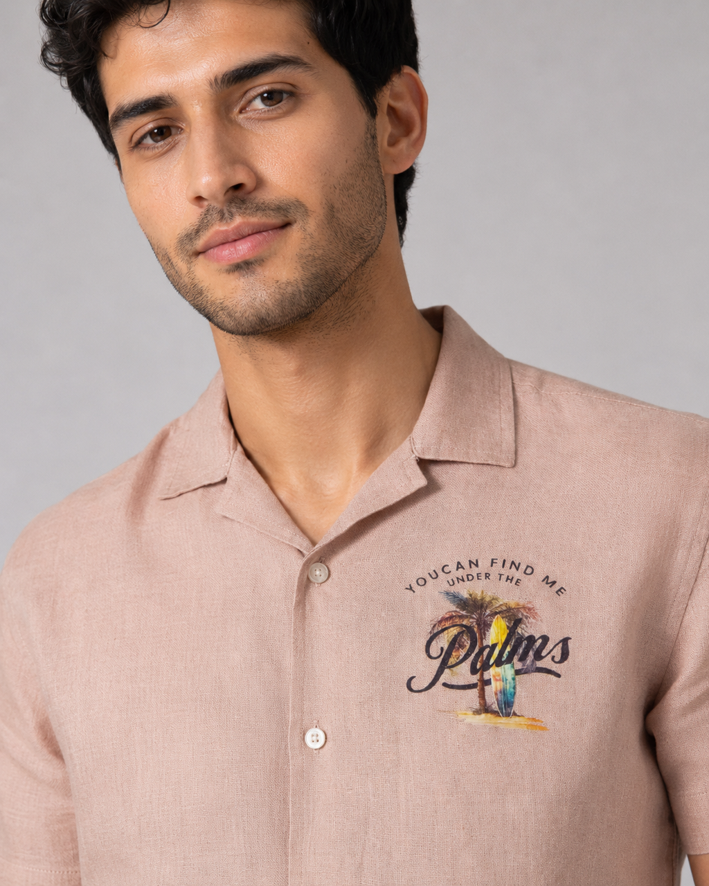 Men’s Blush Pink Pure Linen PJ Cord Set | 60 Lea Premium Linen Shirt & Pyjama Co-ord | Luxury Loungewear & Resort Set