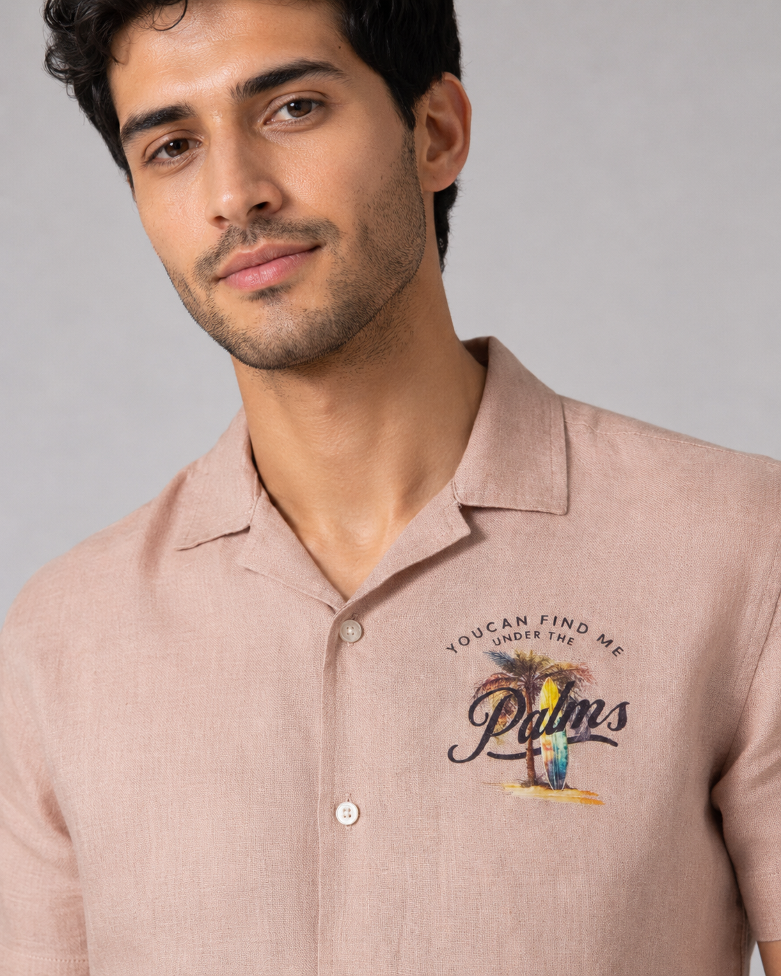 Men’s Blush Pink Pure Linen PJ Cord Set | 60 Lea Premium Linen Shirt & Pyjama Co-ord | Luxury Loungewear & Resort Set