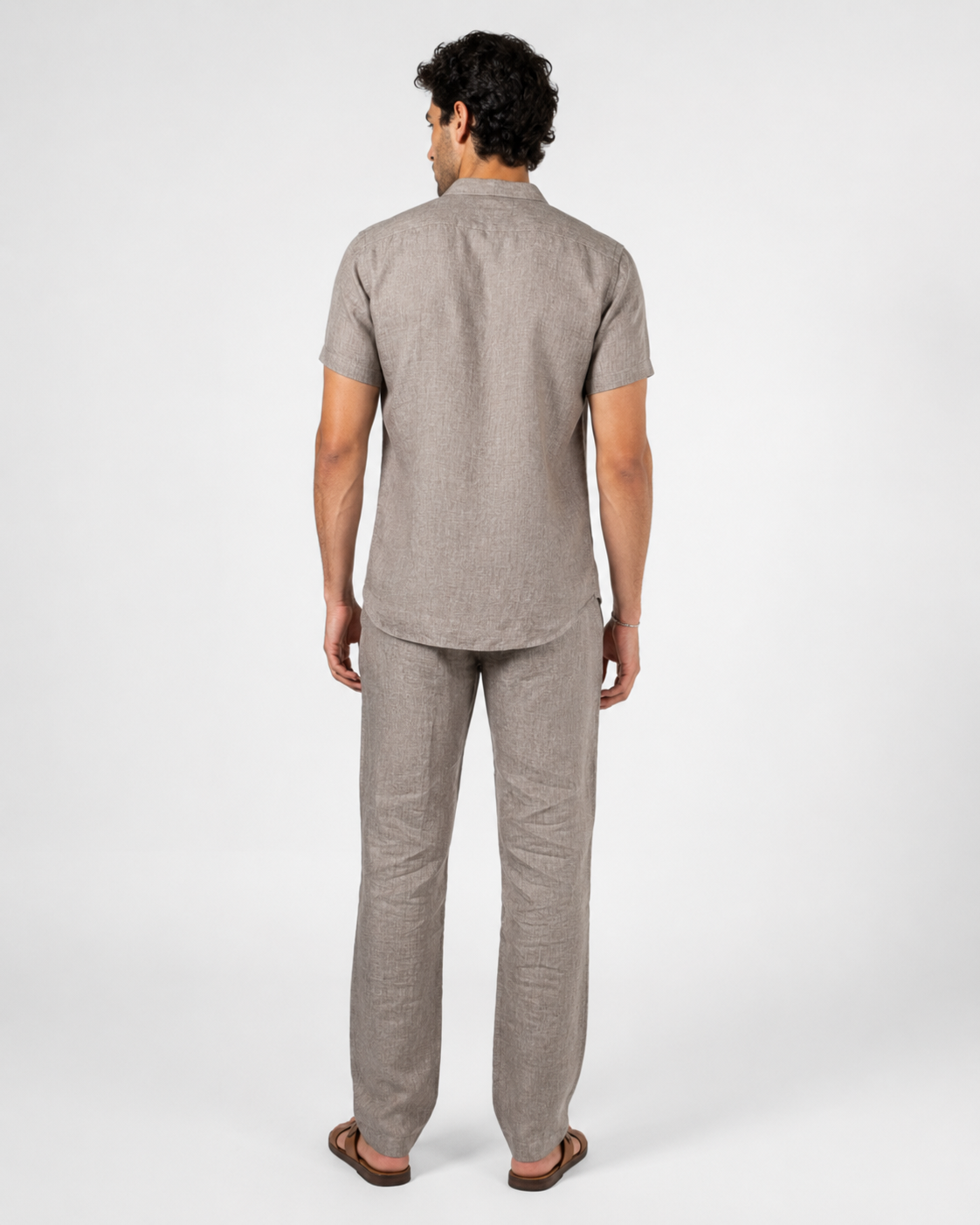 Men’s Grey Pure Linen PJ Cord Set | 60 Lea Premium Linen Shirt & Pyjama Co-ord | Premium Lounge Wear