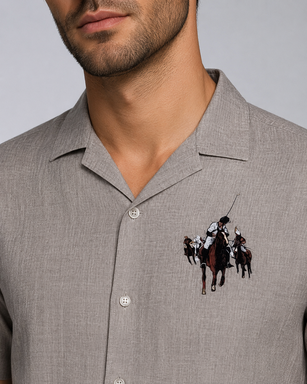 Men’s Grey Pure Linen PJ Cord Set | 60 Lea Premium Linen Shirt & Pyjama Co-ord | Premium Lounge Wear