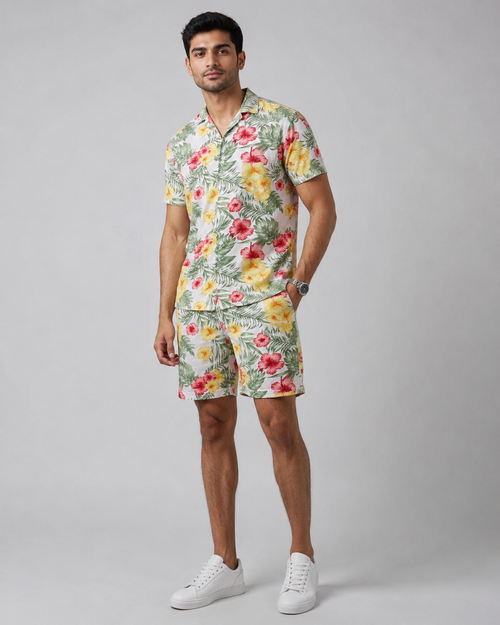 Floral Printed Cord Set for Men – Premium Resort Wear Co-ord