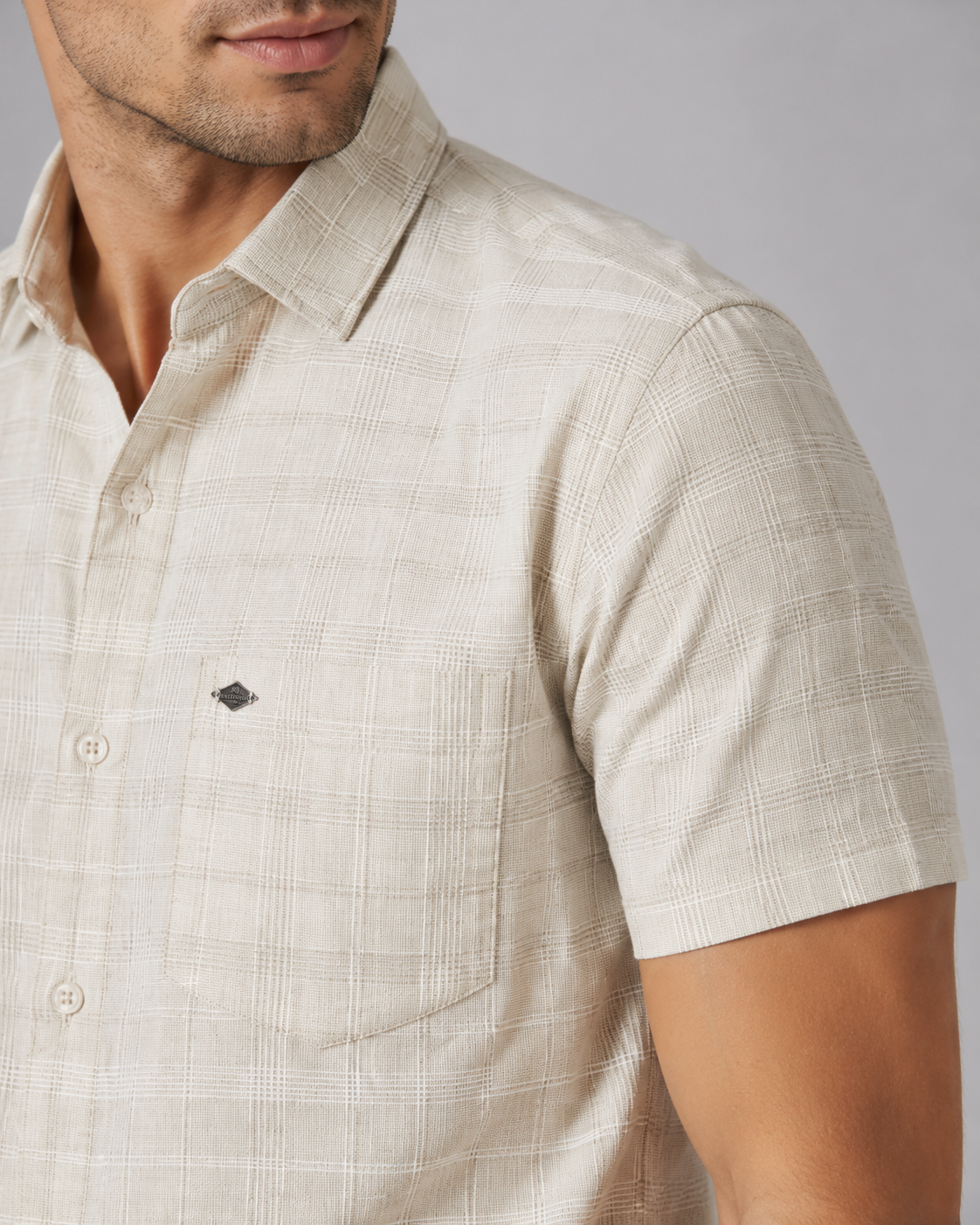 Ivory Check Cotton Shirt