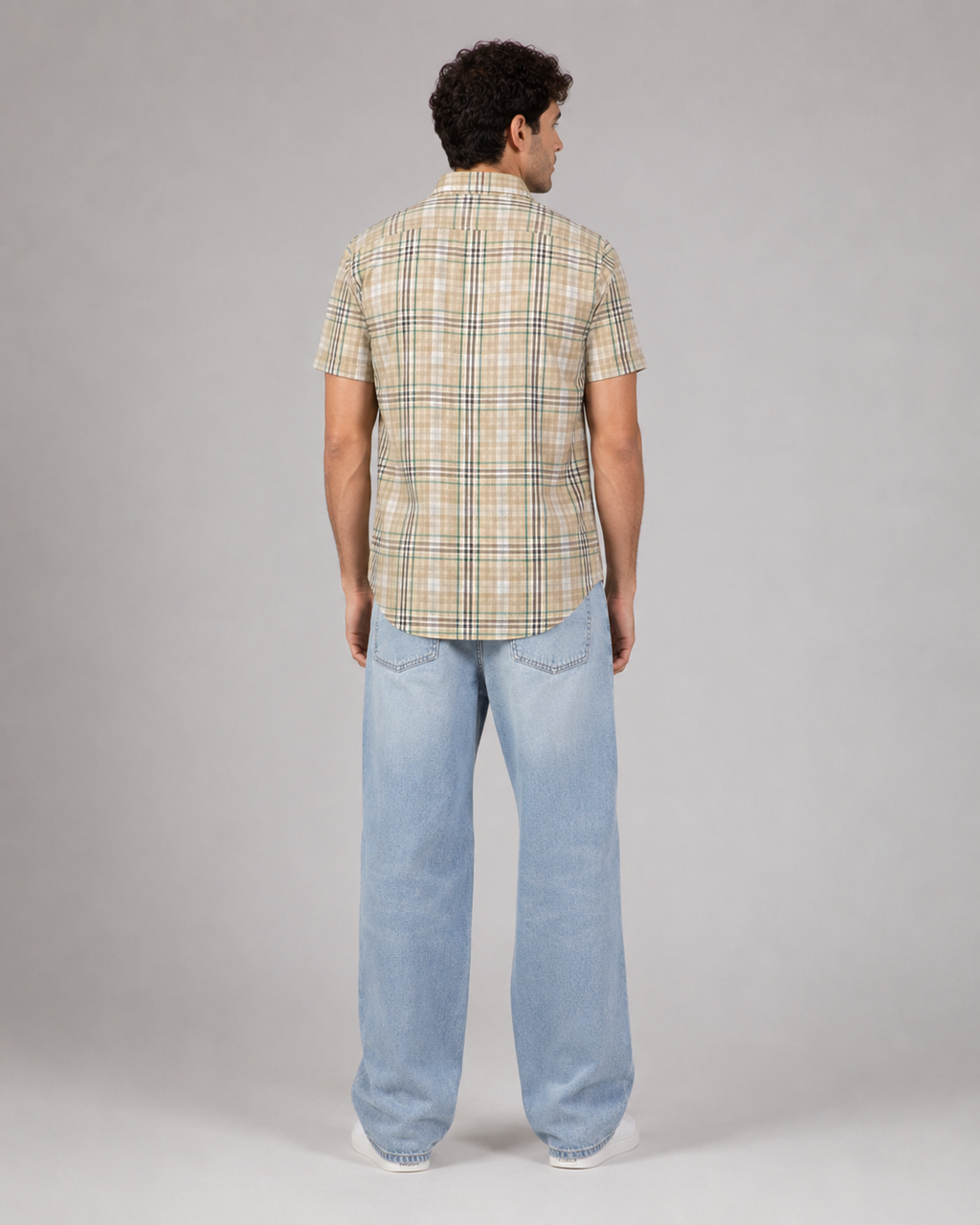 Sand Green Check Cotton Shirt