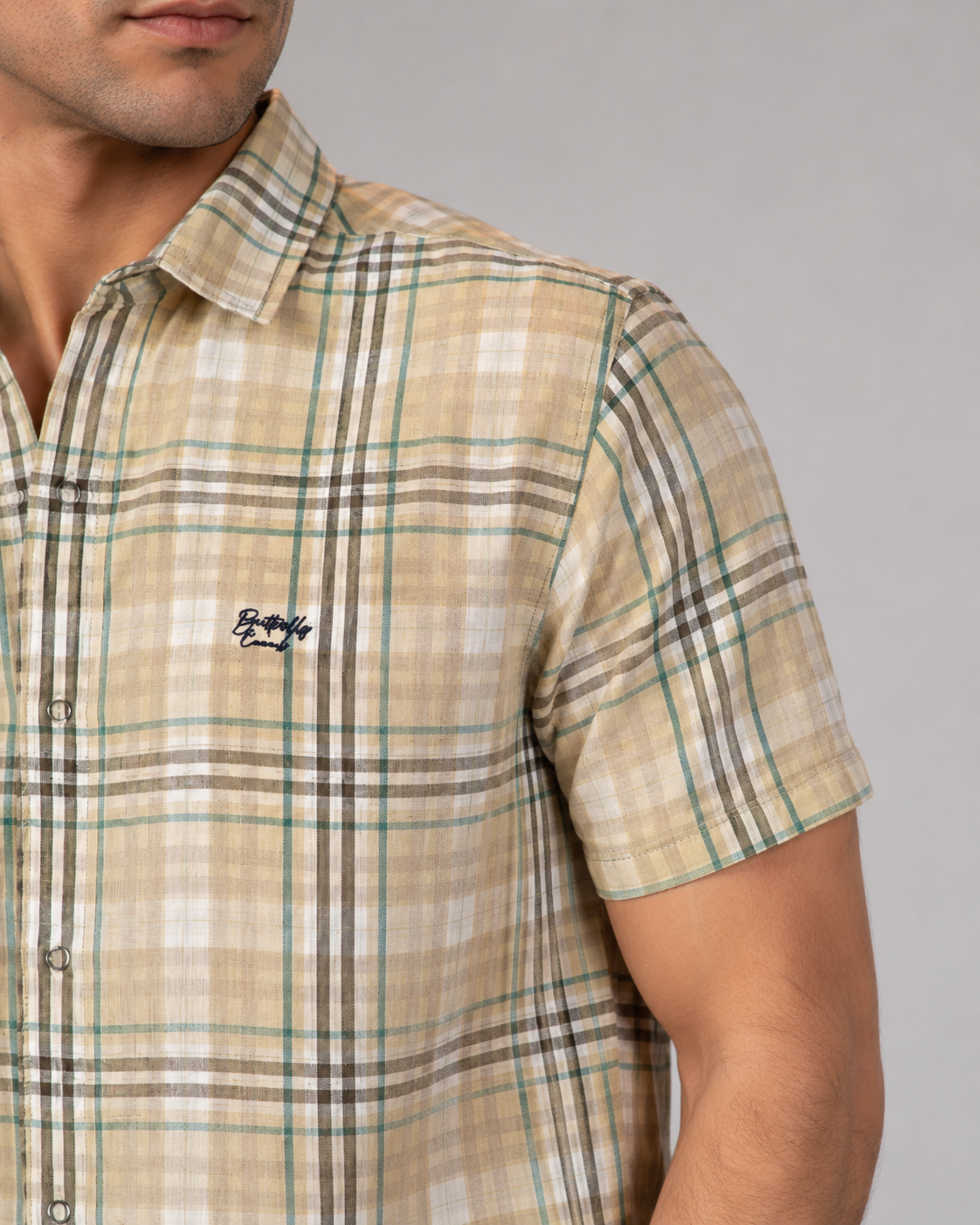 Sand Green Check Cotton Shirt