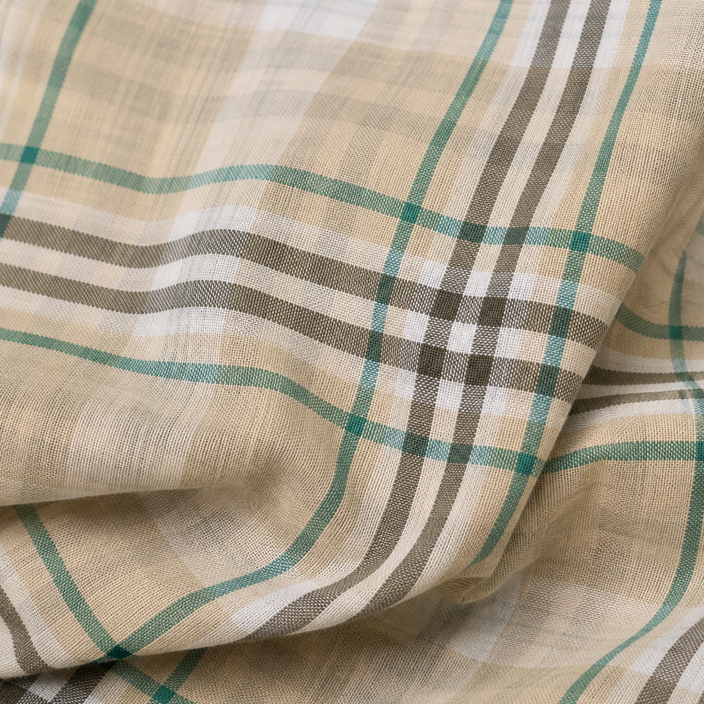 Sand Green Check Cotton Shirt