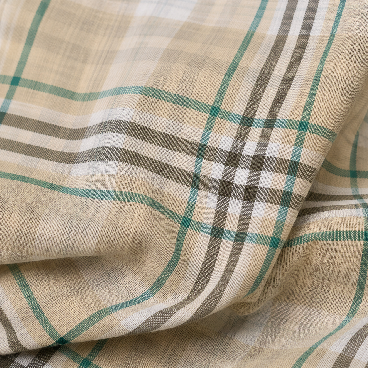 Sand Green Check Cotton Shirt