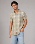 Sand Green Check Cotton Shirt