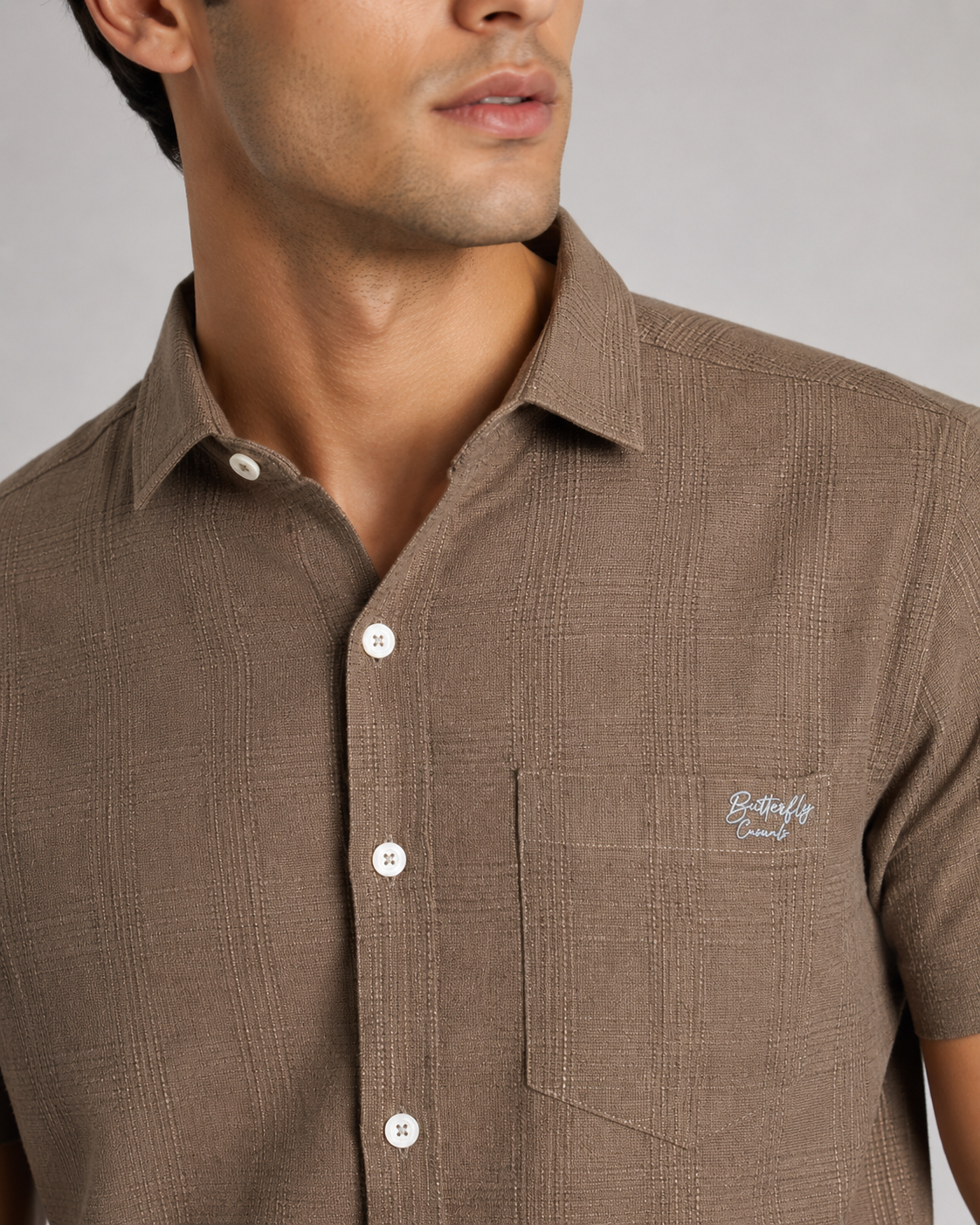 Mocha Textured Cotton Shirt