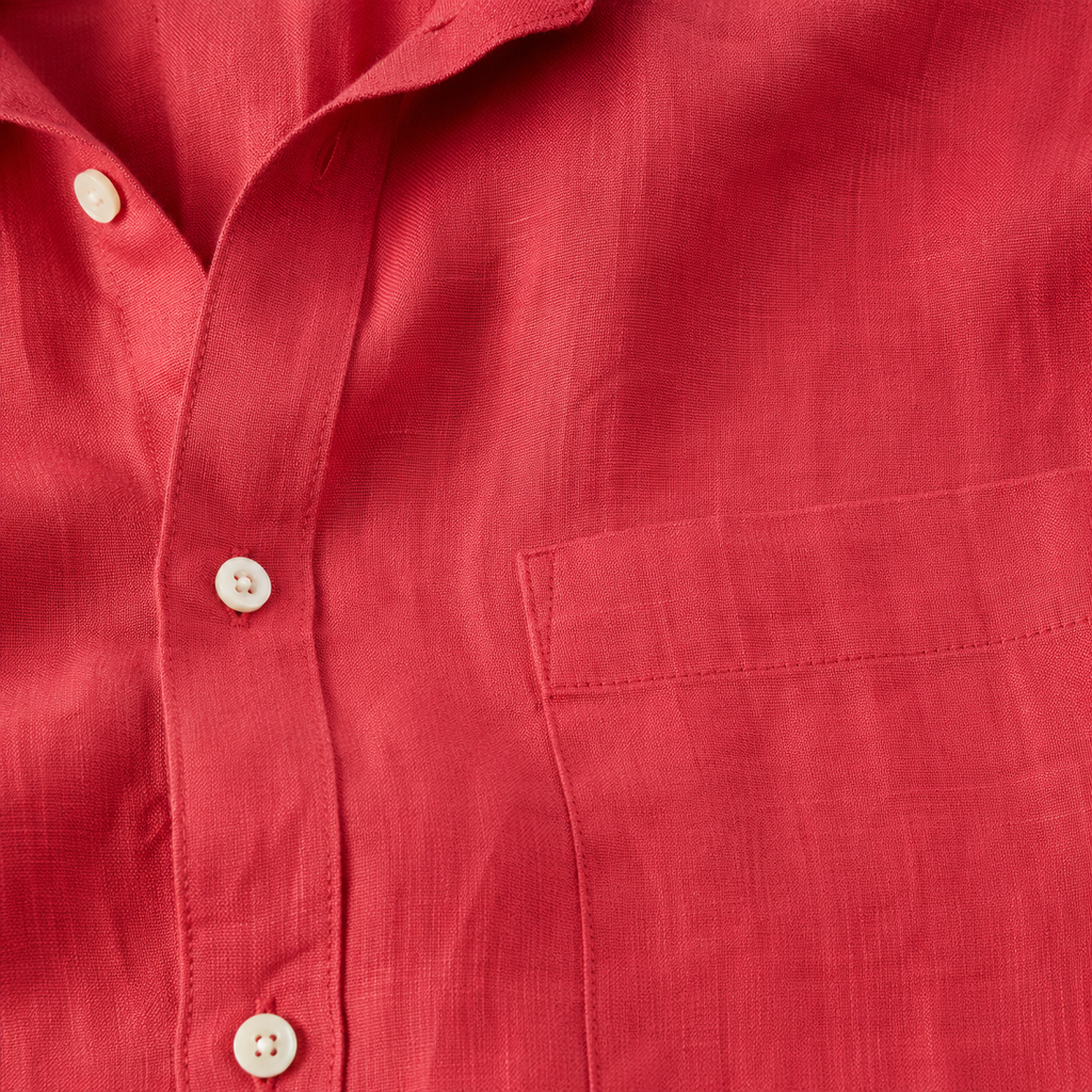 Pure Linen Shirt – Deep Crimson Red