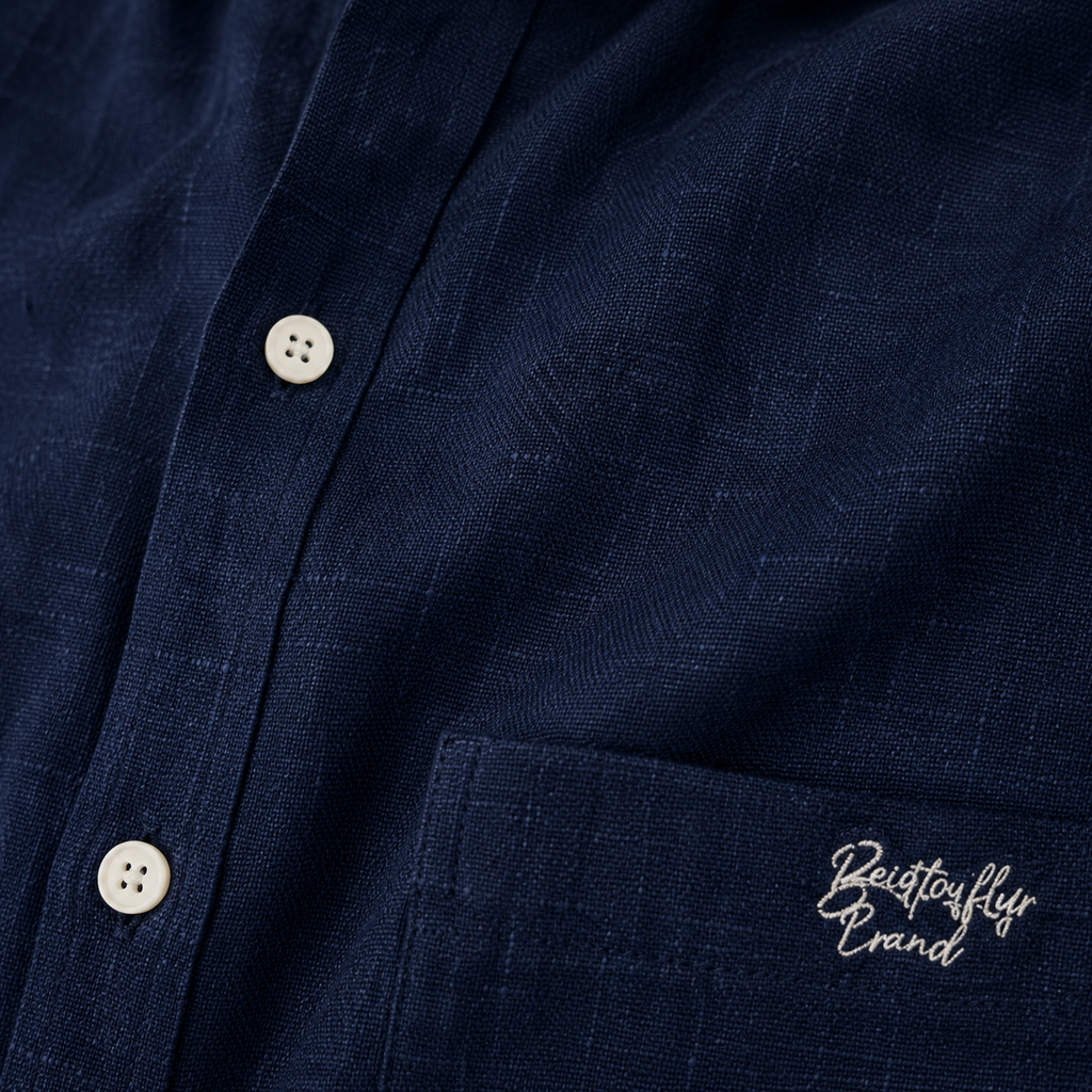Navy Textured Cotton Shirt