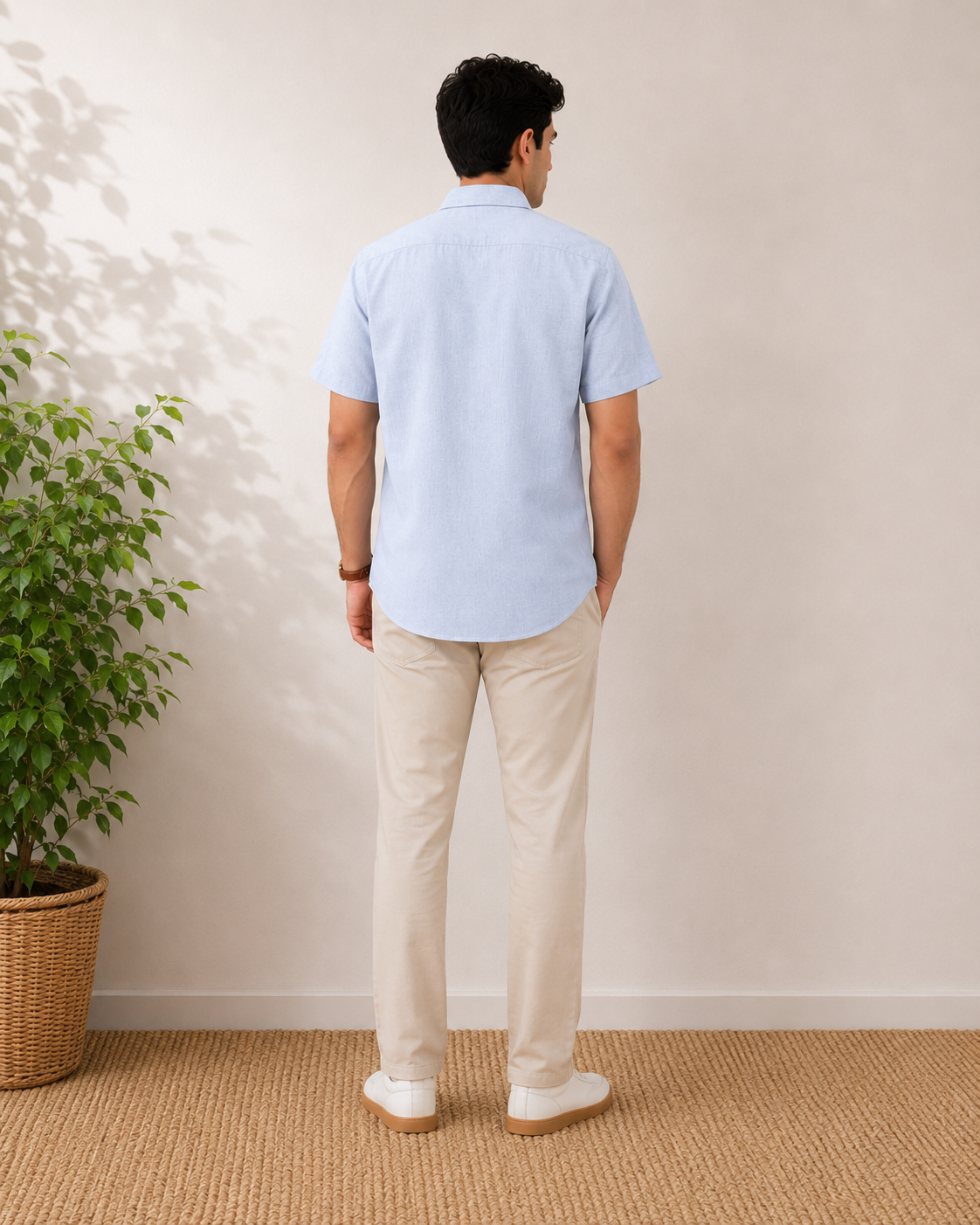 Sky Blue Textured Cotton Shirt